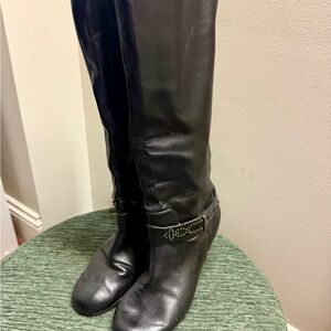 Black Leather Knee-High Boots